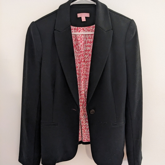 Lilly Pulitzer $365 Leighton Black Knit 1 Button Blazer - Size Medium - Picture 3 of 10